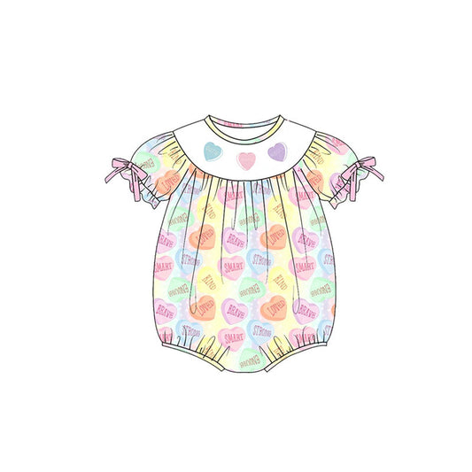 ( Moq 5 ) Preorder Baby Girls Bows Short Sleeves Hearts Valentine Bubble Romper