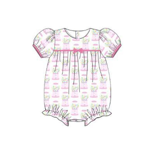 ( Moq 5 ) Preorder Baby Girls Short Sleeves Bubbles Machines Print Bubble Romper