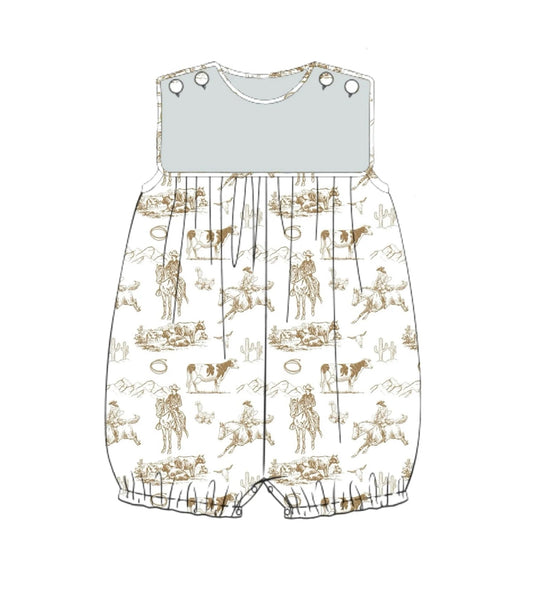 ( Moq 5 ) Preorder Baby Boys Infant Rodeo Cactus Bubble Western Romper
