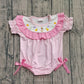 Baby Girls Infant Short Sleeves Chicks Rabbit Flower Pink Plaid Easter Romper RTS
