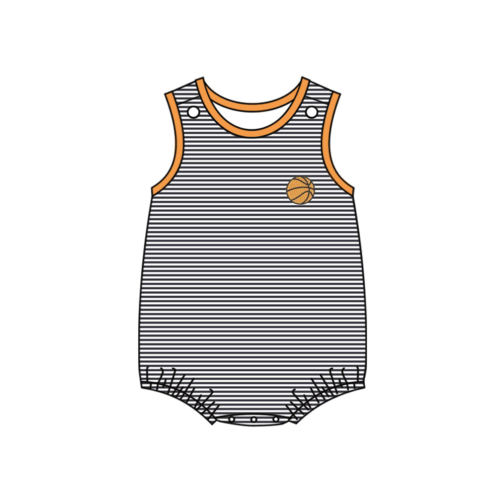 ( Moq 5 ) Preorder Baby Boys Sleeveless Basketball Stripes Bubble Romper