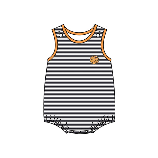 ( Moq 5 ) Preorder Baby Boys Sleeveless Basketball Stripes Bubble Romper