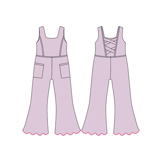 ( Moq 5 ) Preorder Baby Girls Kids Sleeveless Pockets Pants Yoga Jumpsuit
