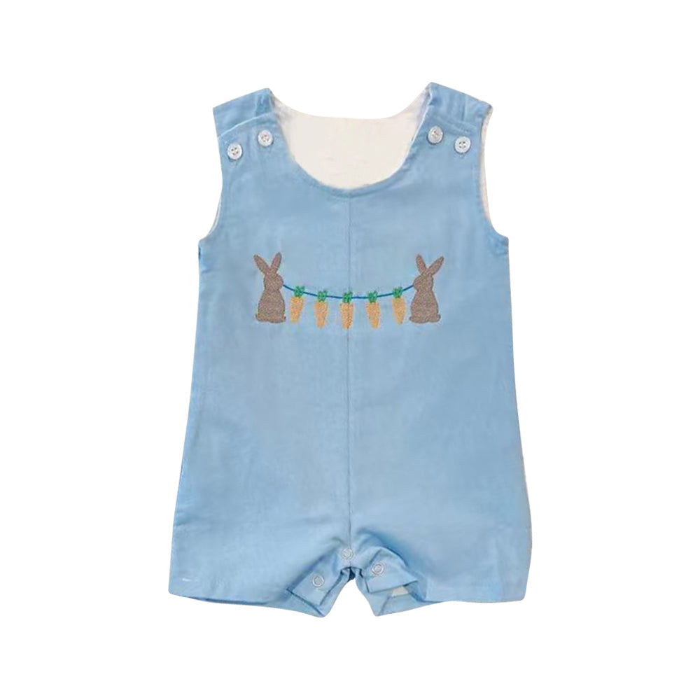 ( Moq 5 ) Preorder Baby Boys Sleeveless Rabbits Carrots Easter Romper