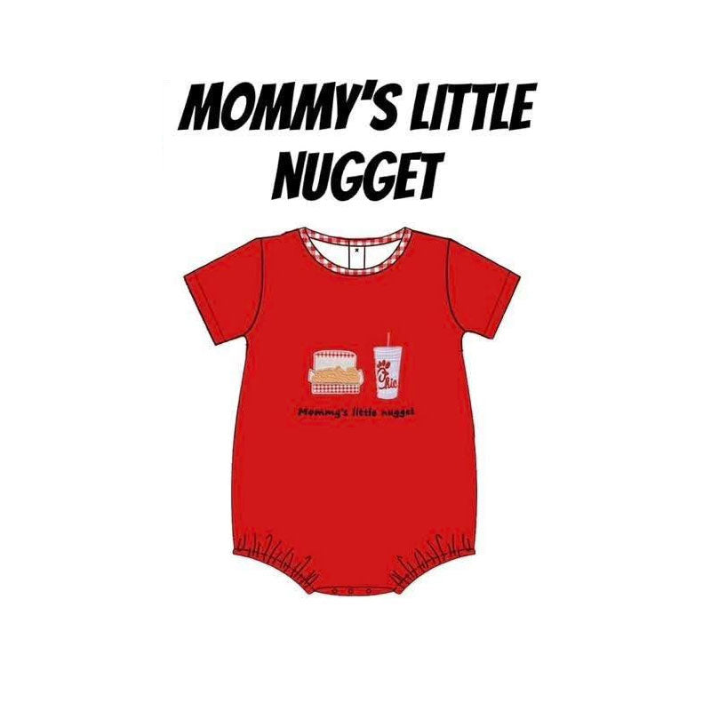 ( Moq 5 ) Preorder Baby Boys Red Short Sleeves Chicken Daddy'S Bubble Romper