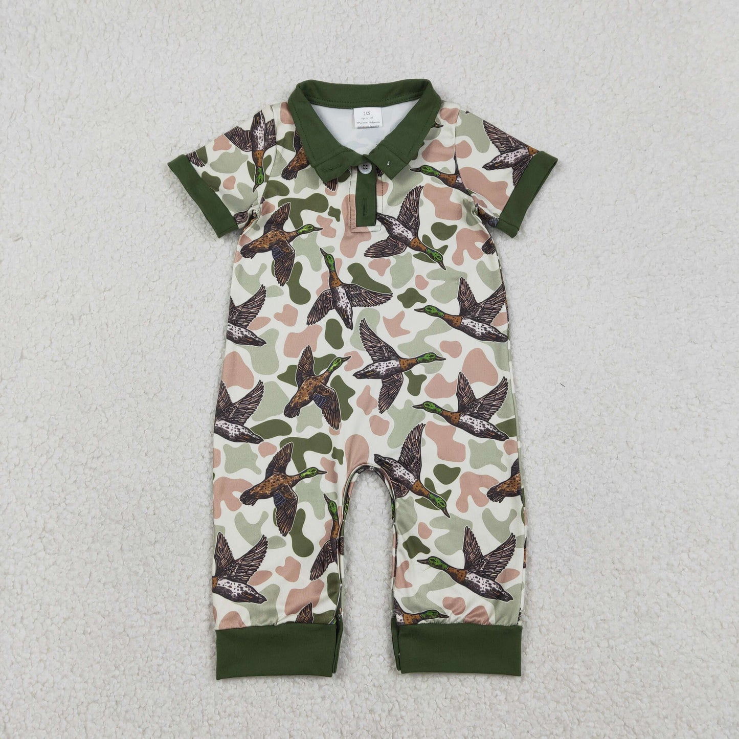 Sibling Baby Boys Short Sleeves Deer Dogs Ducks Camo Hunting Buttons Rompers Clothes RTS