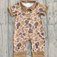 Baby Boys Infant Short Sleeves Camo Hunting Buttons Brown Romper RTS