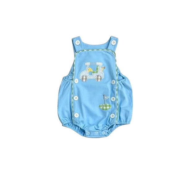( Moq 5 ) Preorder Baby Boys Infant Sleeveless Golf Buttons Blue Romper