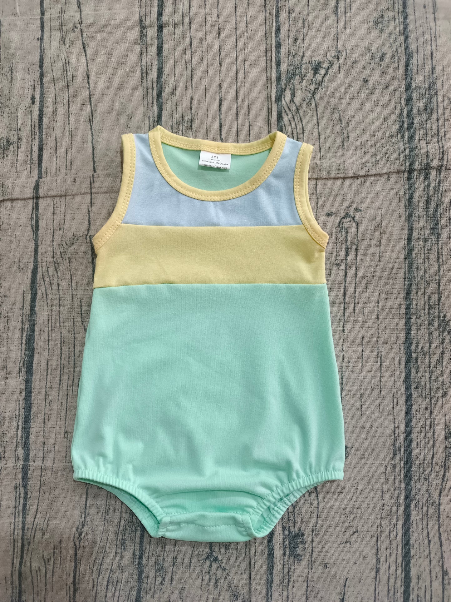 Baby Boys Kids Sleeveless Blue Yellow Green Bubble Summer Romper