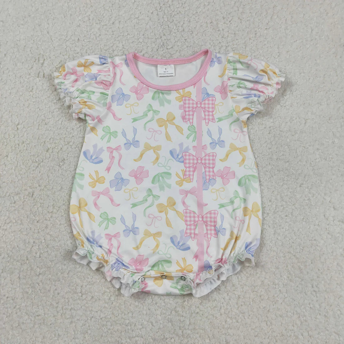 Sibling Baby Girls Kids Short Sleeves Colorful Bows Romper Dress Summer Clothes RTS