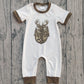 Baby Boys Infant Short Sleeves Deer Fishing Buttons Romper RTS