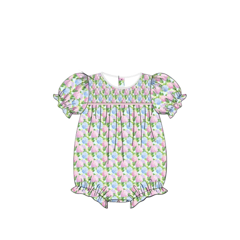 ( Moq 5 ) Preorder Baby Girls Infant Short Sleeves Flowers Bow Bubble Romper