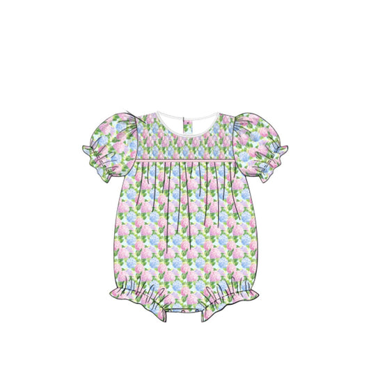 ( Moq 5 ) Preorder Baby Girls Infant Short Sleeves Flowers Bow Bubble Romper