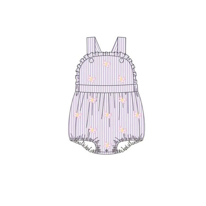 ( Moq 5 ) Preorder Baby Girls Sleeveless Butterfly Stripes Bubble Romper