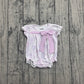 Baby Girls Kids Short Sleeves Flower Plaid Bows Lavender Summer Romper RTS