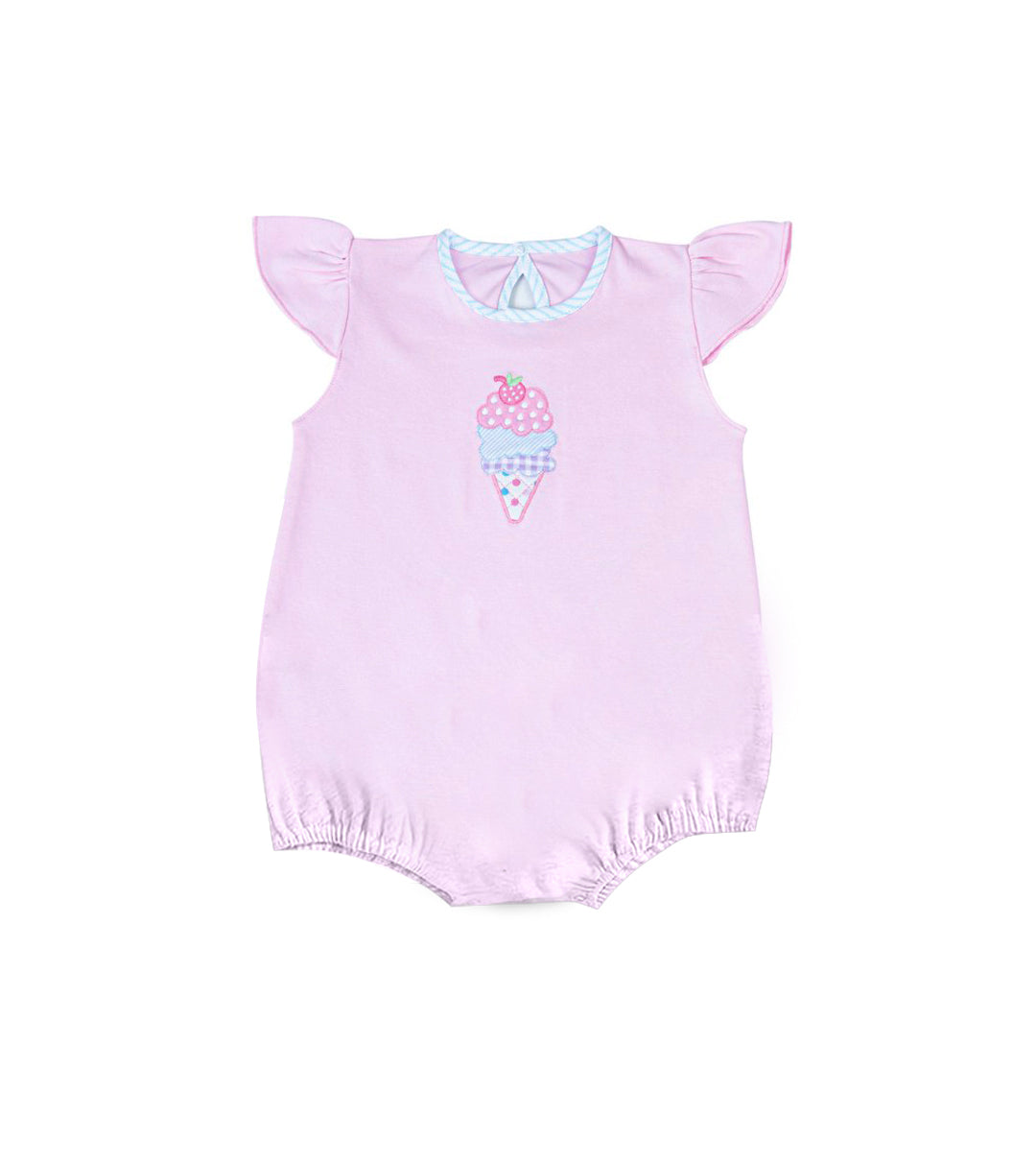 ( Moq 5 ) Preorder Baby Girls Infant Short Sleeves Ice Cream Bubble Romper