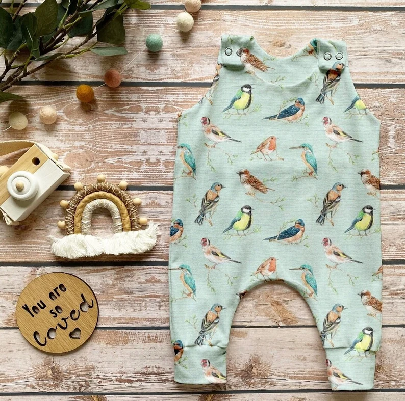 ( Moq 5 ) Preorder Baby Boys Infant Sleeveless Birds Summer Romper