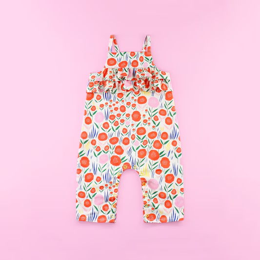 ( Moq 5 ) Preorder Baby Girls Infant Straps Flowers Ruffle Romper