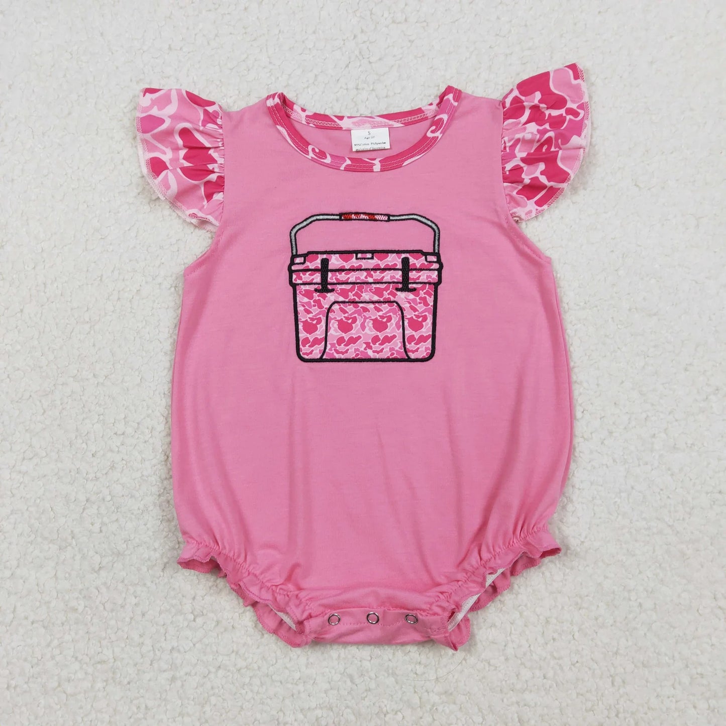 Sibling Baby Boys Girls Short Sleeves Embroidery Box Camo Hunting Clothes Rompers Sets RTS