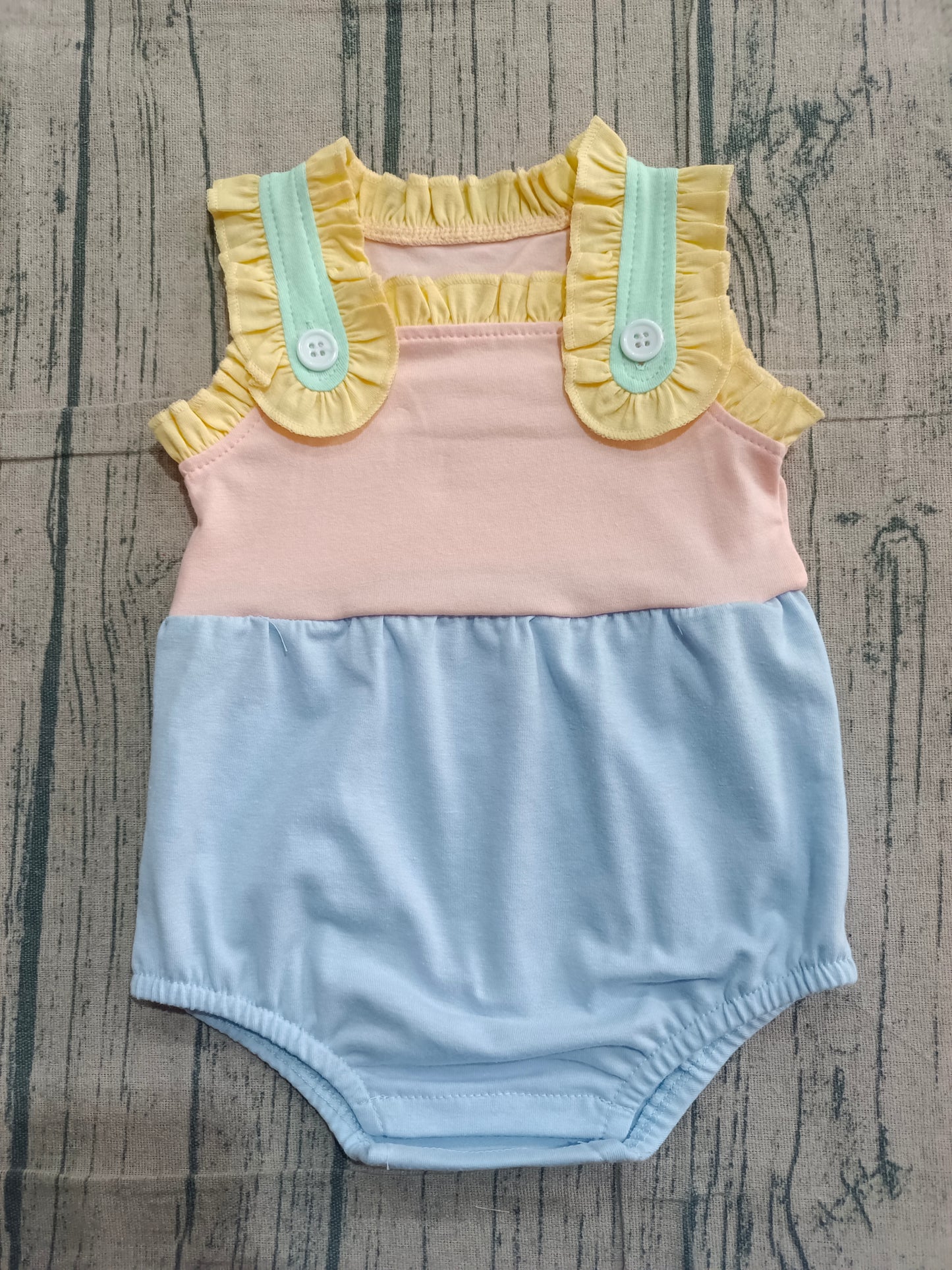 Baby Girls Infant Sleeveless Colorful Ruffle Summer Bubble Romper RTS