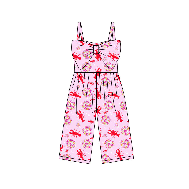 ( Moq 5 ) Preorder Baby Girls Kids Straps Crawfish Bow Pants Jumpsuit