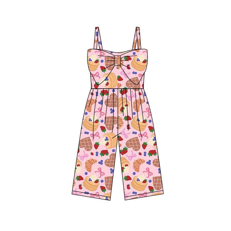 ( Moq 5 ) Preorder Baby Girls Kids Straps Strawberry Cakes Hearts Bows Pants Jumpsuit