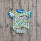 Baby Boys Kids Short Sleeves Fishing Green Bubble Romper RTS