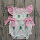 Baby Girls Infant Short Sleeves Golf Floral Pink Bows Bubble Romper RTS