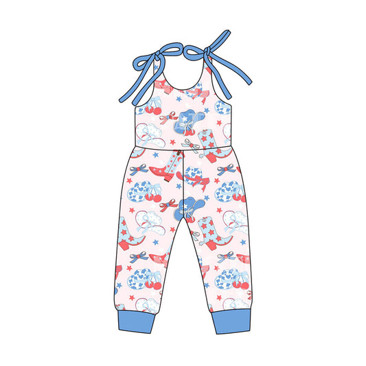 ( Moq 5 ) Preorder Baby Girls Kids Straps Boots Hats Bows Stars 4th of July Jumpsuit
