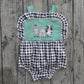 ( No moq ) Preorder Baby Girls Infant Sleeveless Farm Animals Plaid Ruffle Bubble Romper