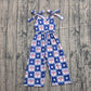 Baby Girls Sleeveless Flags Bows Stars 4th of July Jumpsuit RTS