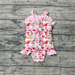 Baby Girls Infant Sleeveless Strawberry Pink Bows Ruffle Romper RTS