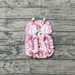 Baby Girls Infant Sleeveless Strawberry Pink Bows Ruffle Romper RTS