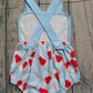 ( No moq ) Preorder Baby Girls Sleeveless Popsicles 4th of July Blue Bubble Romper