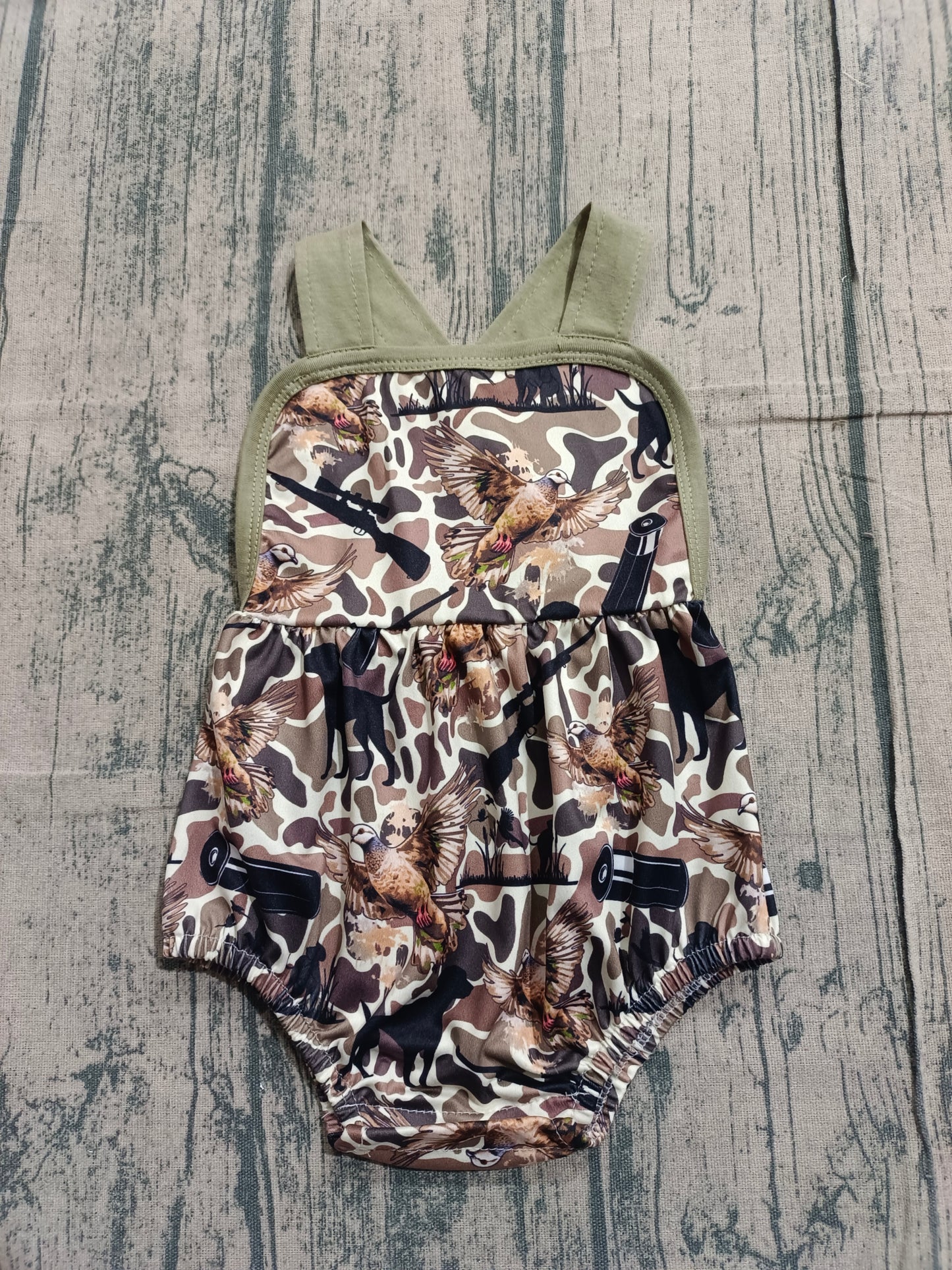 ( No moq ) Preorder Baby Boys Sleeveless Ducks Dogs Camo Hunting Bubble Romper