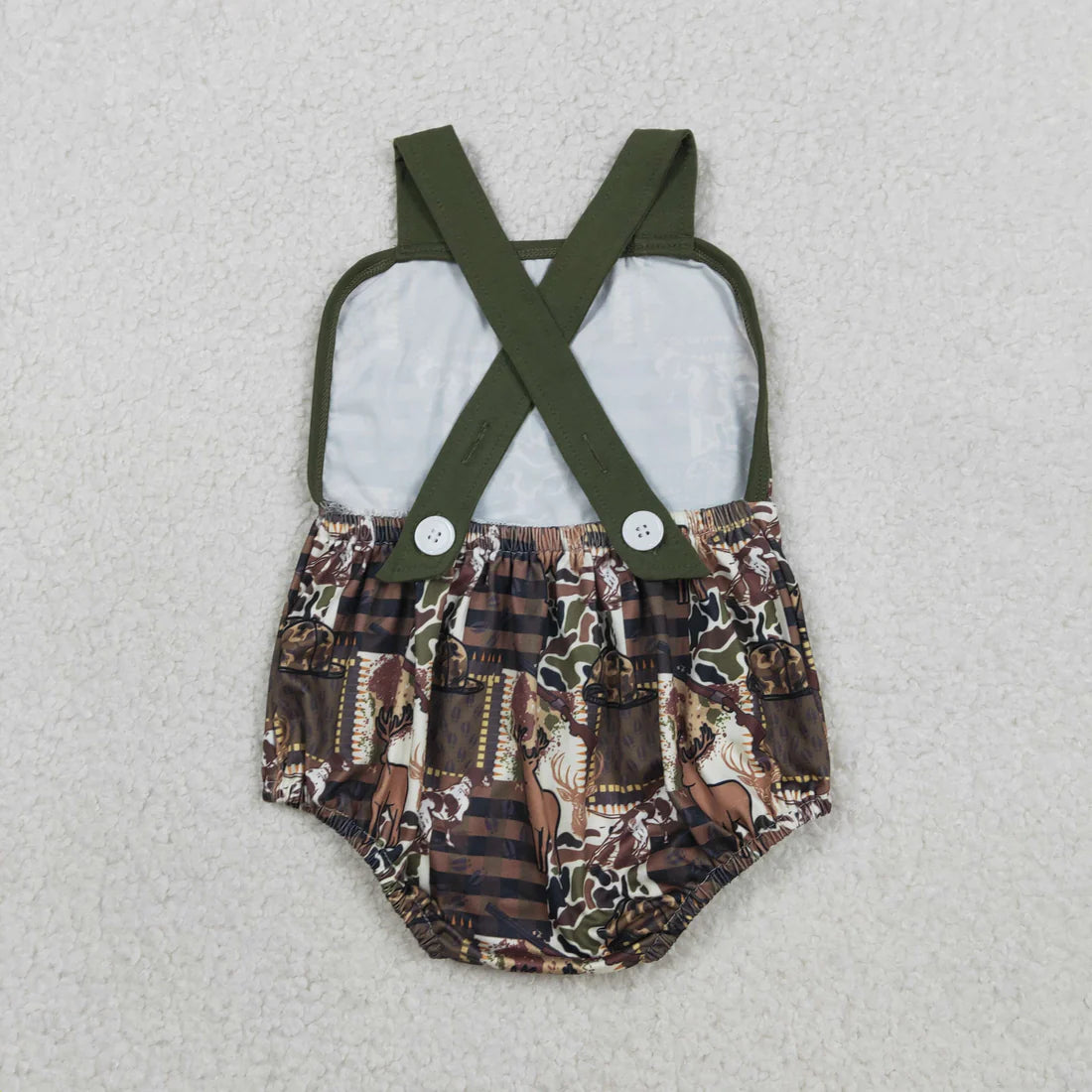 Sibling Baby Boys Infant Sleeveless Dogs Ducks Deer Camo Summer Bubble Rompers Clothes RTS