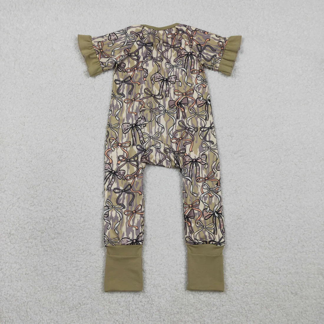 Sibling Baby Girls Adult Women Short Sleeves Camo Bows Romper Dress Pajamas Sets RTS