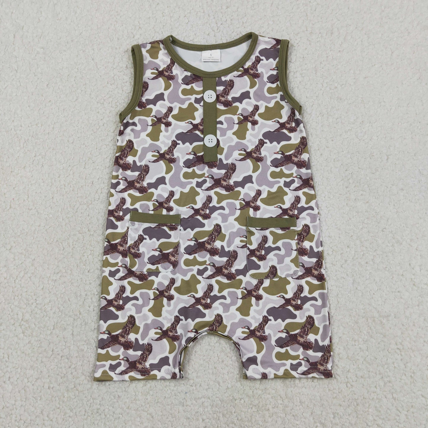 Sibling Baby Boys Kids Buttons Romper Summer Set Ducks Camo Clothes RTS