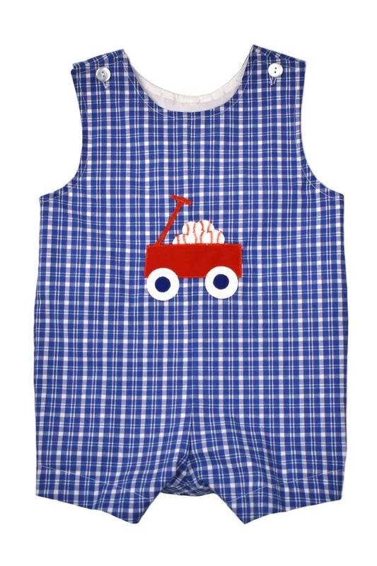 ( Moq 5 ) Preorder Baby Boys Kids Sleeveless Baseball Blue Plaid Romper