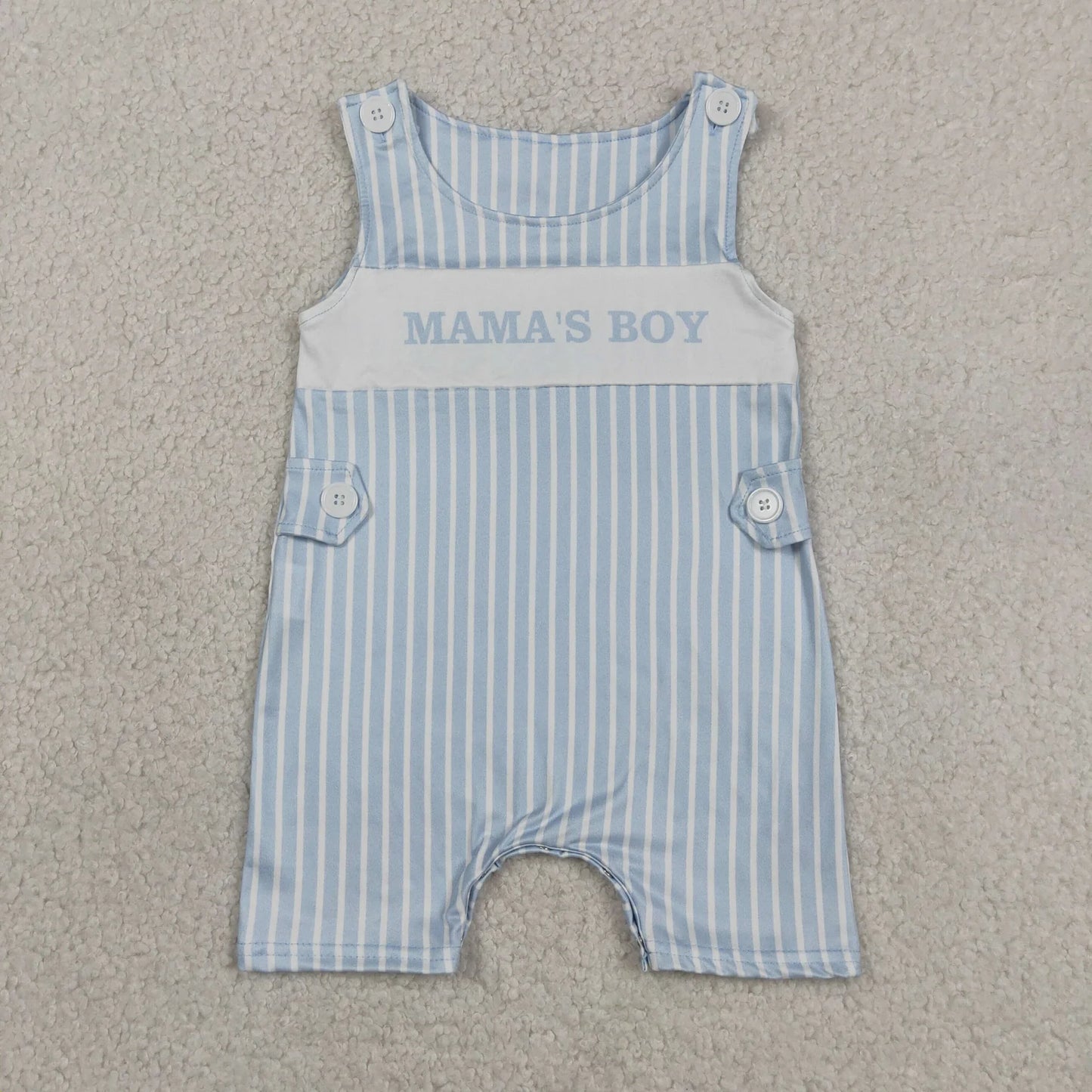 Sibling Baby Boy Kids Mama's Boy Blue Stripes Rompers Set Clothes RTS