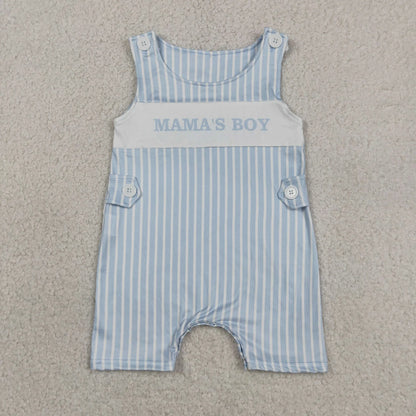 Sibling Baby Boy Kids Mama's Boy Blue Stripes Rompers Set Clothes RTS
