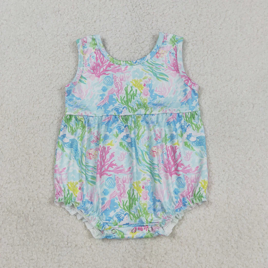 Sibling Baby Girls Kids Sleeveless Sea Flower Knee Length Dress Romper Summer Clothes
