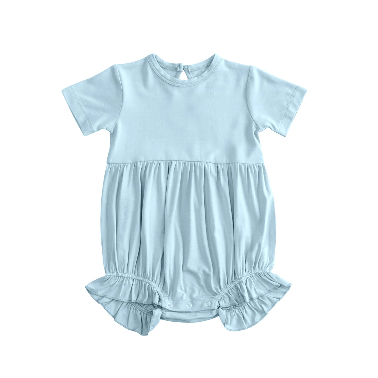 ( Moq 5 ) Preorder Baby Girls Kids Short Sleeves Blue Cotton Bubble Romper