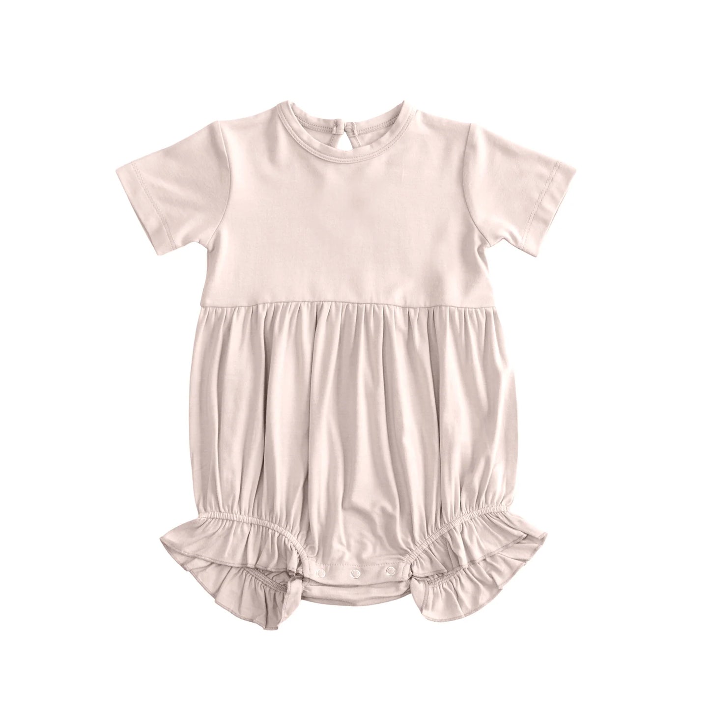 ( Moq 5 ) Preorder Baby Girls Kids Short Sleeves Pink Cotton Bubble Romper