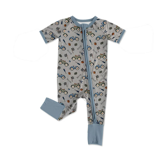 ( Moq 5 ) Preorder Baby Boys Kids Short Sleeves  Cars Zipper Romper
