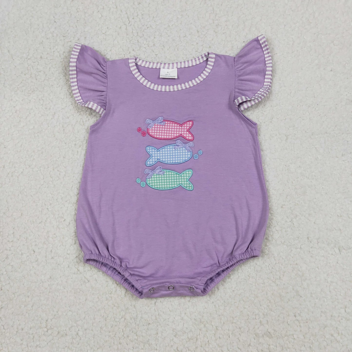 Sibling Baby Boys Girls Embroidery Fish Stripes Rompers Sets Summer Clothes RTS