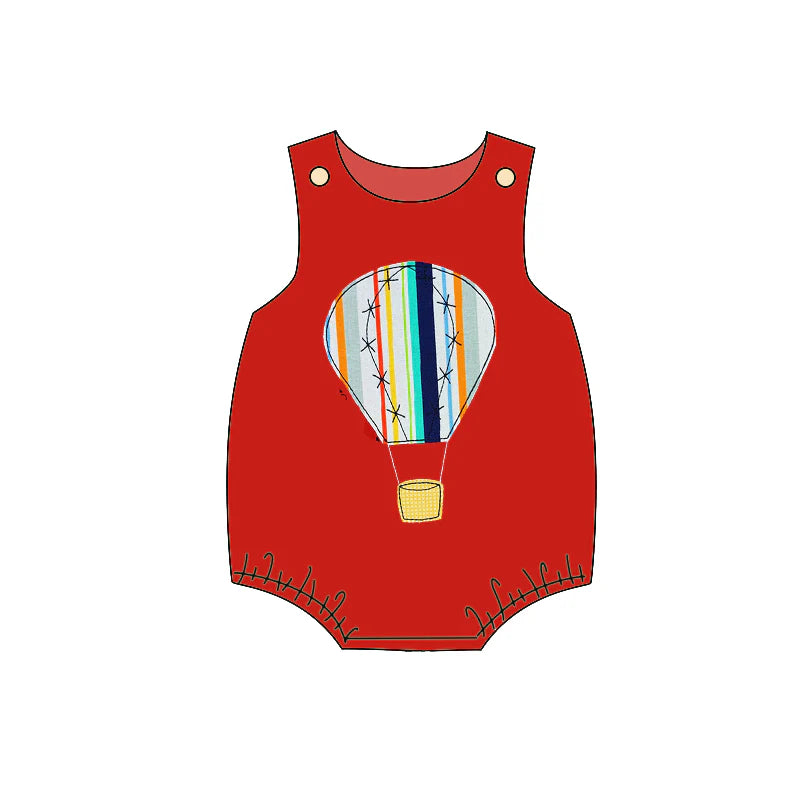 ( Moq 5 ) Preorder Baby Boys Infant Red Sleeveless Balloon Summer Bubble Romper