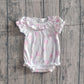 Baby Girls Infant Short Sleeves Purple Pink Flower Ruffle Romper RTS