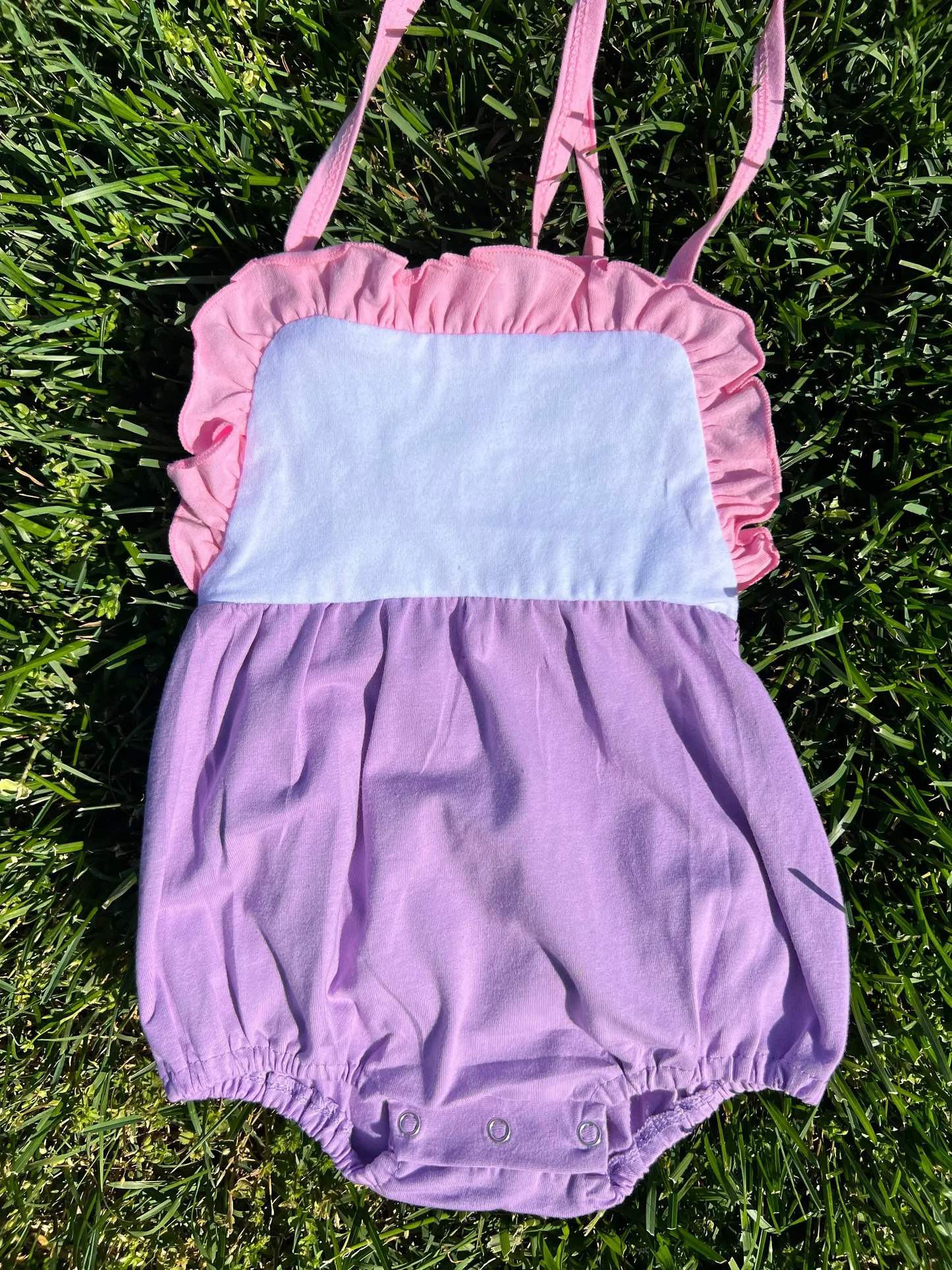 ( Moq 5 ) Preorder Baby Girls Infant Straps Purple Bubble Summer Romper