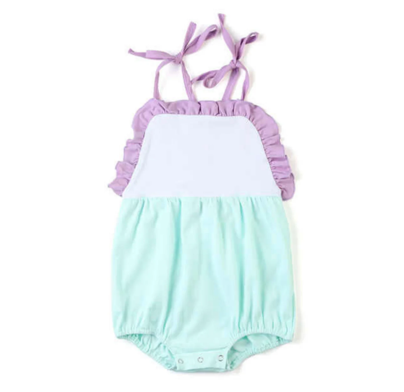 ( Moq 5 ) Preorder Baby Girls Infant Straps Green Bubble Summer Romper